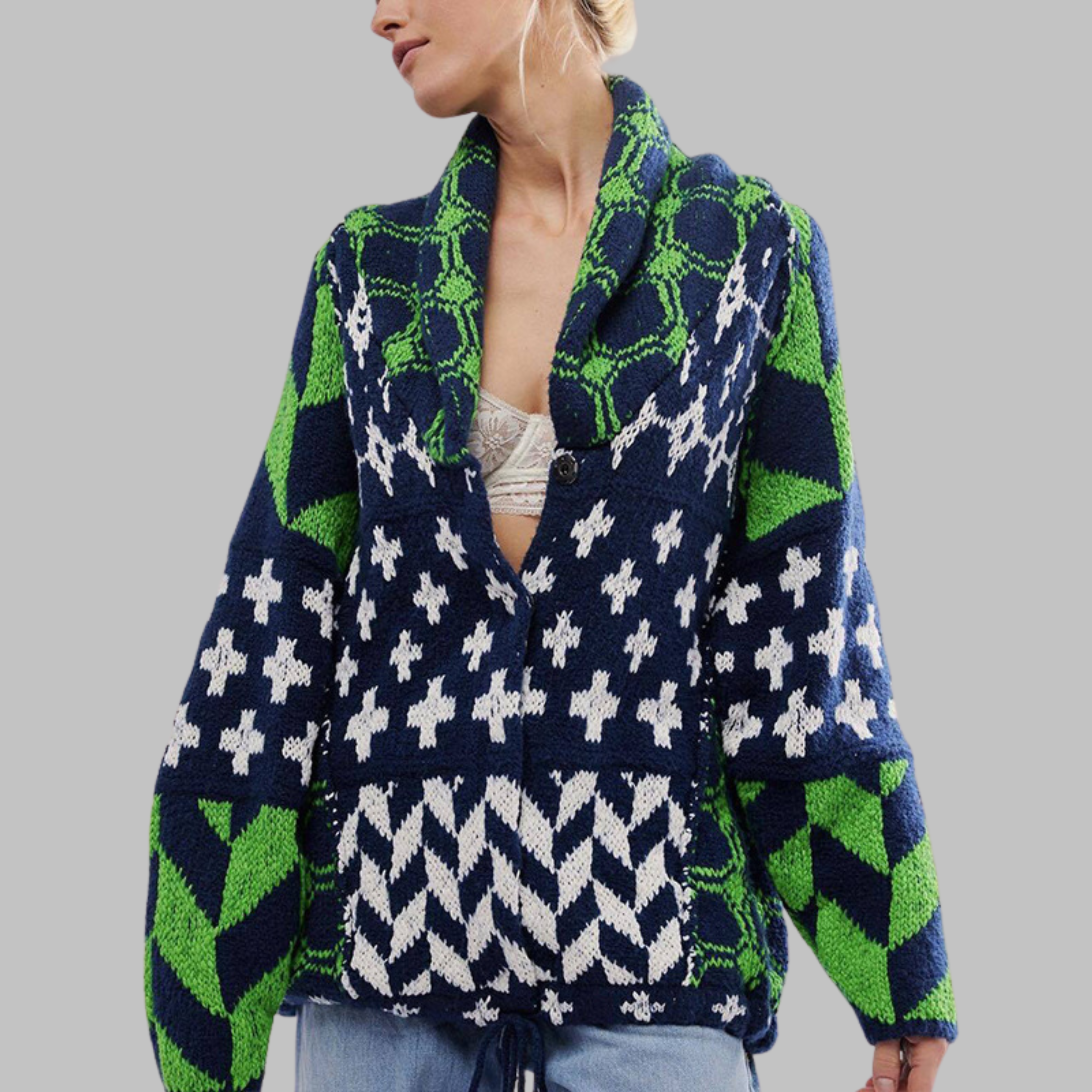 R&B | Weiche Jacke mit Modernen Geometrischen Mustern