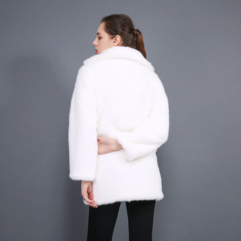Damen Eleganter und kuscheliger Kunstpelzmantel R&B