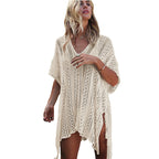 Damen lässiger Häkel-Kaftan mit stilvollem V-Ausschnitt R&B
