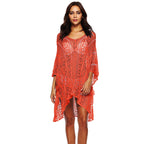 Damen lässiger Häkel-Kaftan mit stilvollem V-Ausschnitt R&B