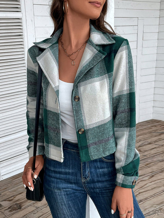 R&B | Kurze Hemdbluse mit Karomuster Knopfverschluss Lässig und Stilvoll
