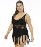 Damen gehäkelter Strandponcho mit Fransen R&B