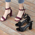 Damen eleganter Riemchen-Sandaletten mit robustem Blockabsatz und verstellbarem Fesselriemen R&B