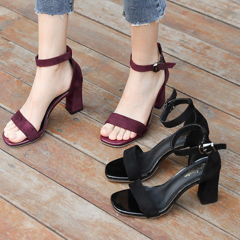 Damen eleganter Riemchen-Sandaletten mit robustem Blockabsatz und verstellbarem Fesselriemen R&B