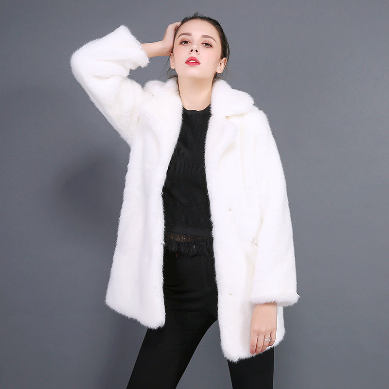 Damen Eleganter und kuscheliger Kunstpelzmantel R&B