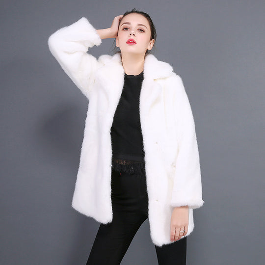 Damen Eleganter und kuscheliger Kunstpelzmantel R&B