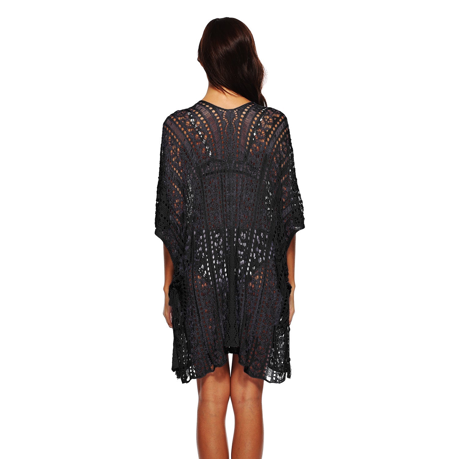 Damen lässiger Häkel-Kaftan mit stilvollem V-Ausschnitt R&B