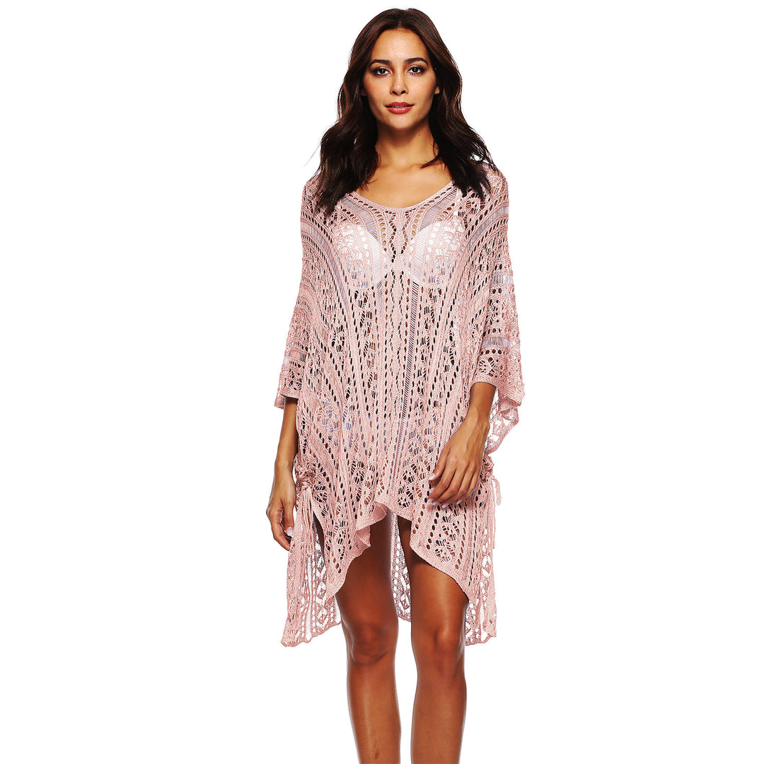 Damen lässiger Häkel-Kaftan mit stilvollem V-Ausschnitt R&B