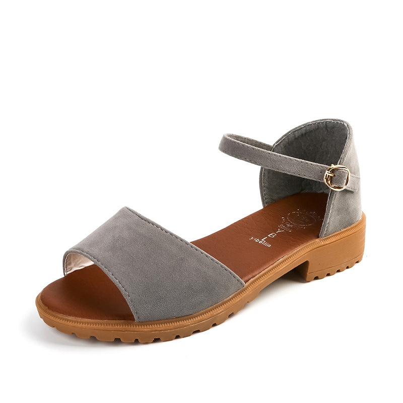 Damen nan Velours-Optik Sandalette mit geschlossener Fersenpartie, verstellbarem Knöchelriemen und profiliertem Gummisohlenabsatz R&B