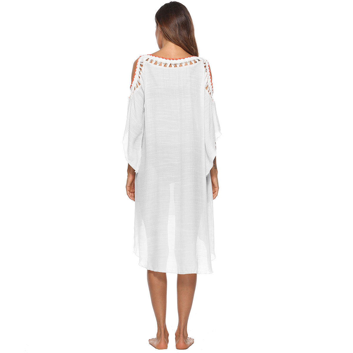 Damen eleganter Strandüberwurf mit einzigartiger Häkelverzierung R&B