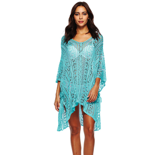 Damen lässiger Häkel-Kaftan mit stilvollem V-Ausschnitt R&B
