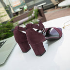 Damen eleganter Riemchen-Sandaletten mit robustem Blockabsatz und verstellbarem Fesselriemen R&B