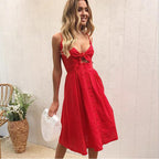 Damen Sommerkleid mit Knoten und Knopfdetails R&B