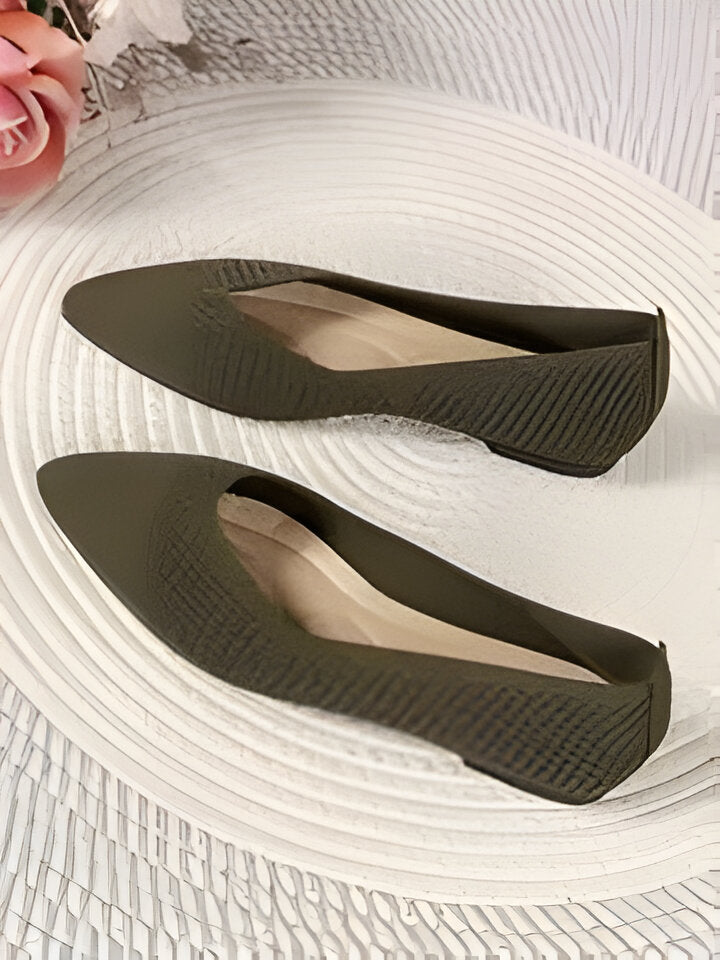 Charmaine | Damen Mode flache Schuhe, Casual Pointed Toe Knit Flats R&B