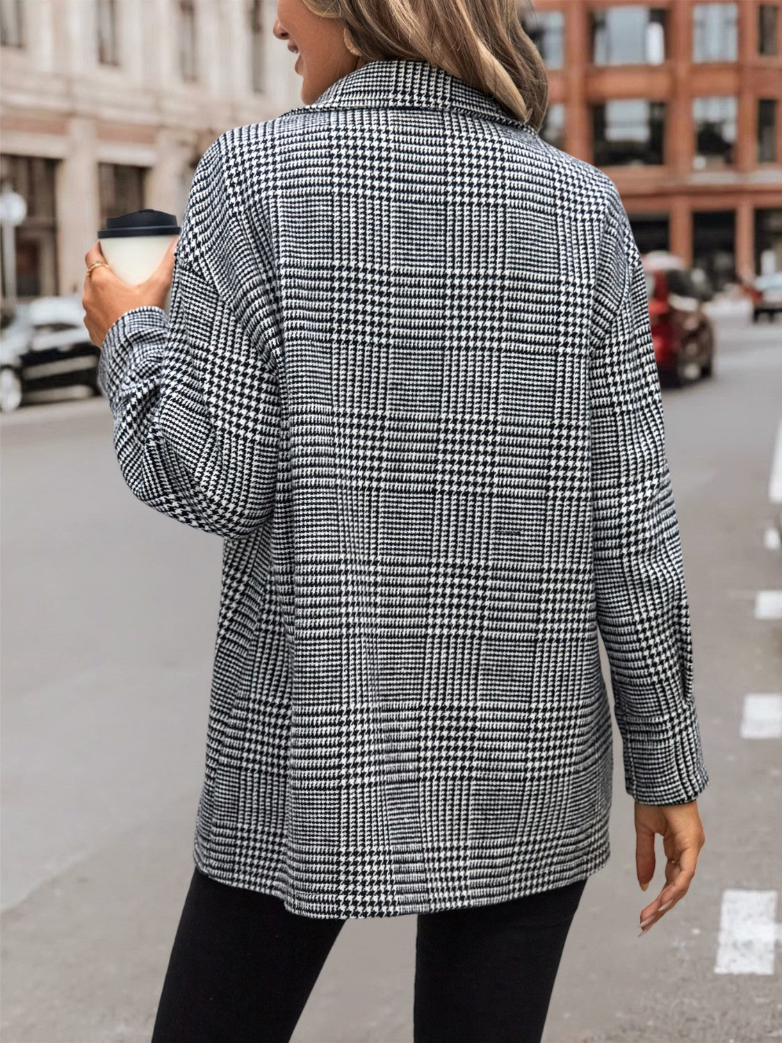 R&B | Hahnentritt Drop Shoulder Kragenjacke