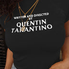 Damen T-Shirt mit kreativem Schriftzug und figurbetonter Passform R&B