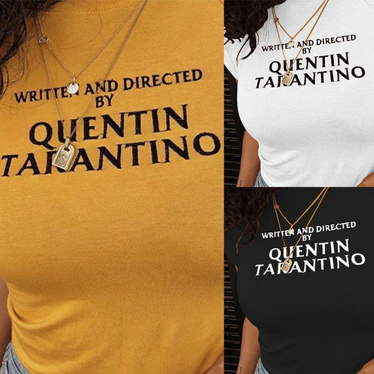 Damen T-Shirt mit kreativem Schriftzug und figurbetonter Passform R&B