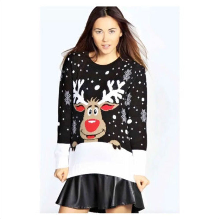 Damen Weihnachtspullover mit fröhlichem Rentier-Design und weichem Material R&B