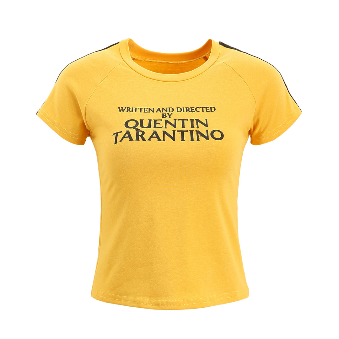 Damen T-Shirt mit kreativem Schriftzug und figurbetonter Passform R&B