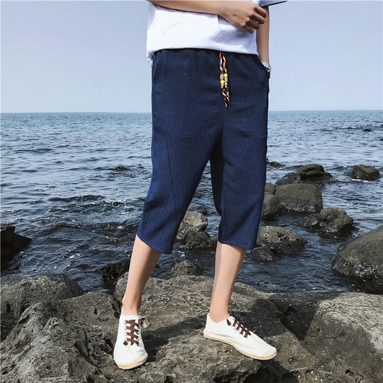 Herren lässige Leinenhose mit elastischem Bund und praktischen Taschen R&B
