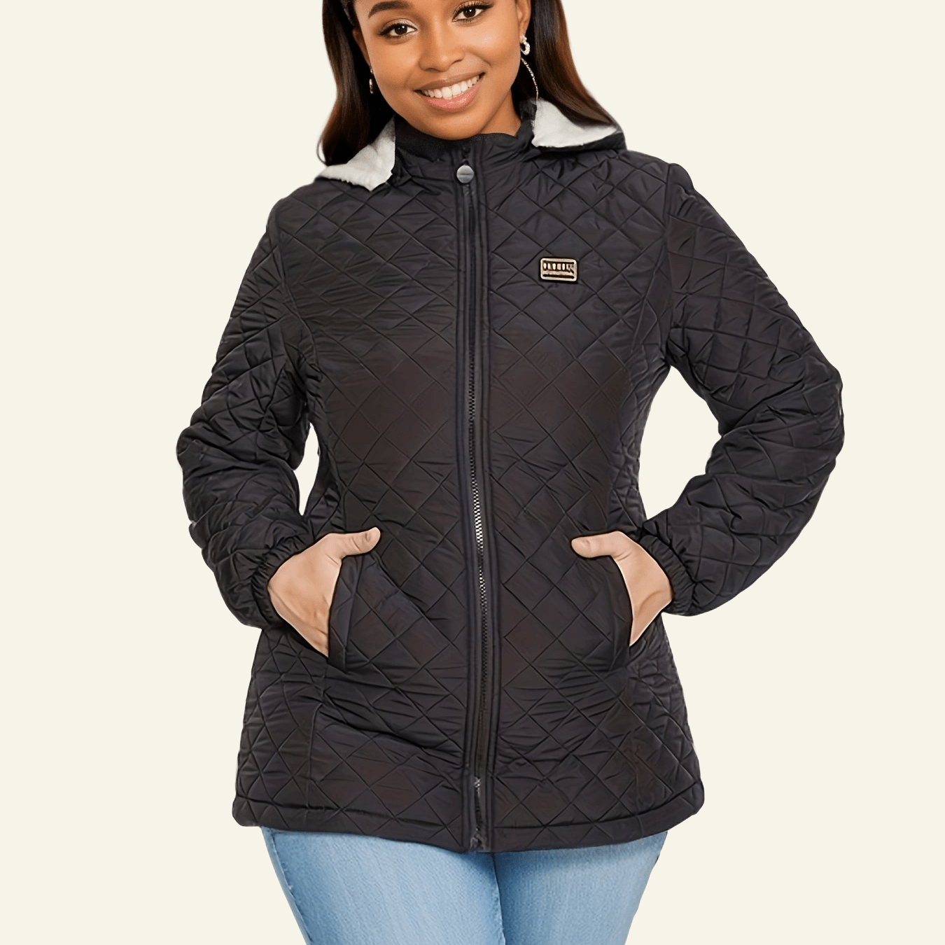 R&B | Elegante Gesteppte Kapuzenjacke In Übergröße