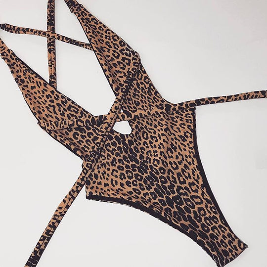 Damen Hochgeschnittener Cut-Out Badeanzug R&B