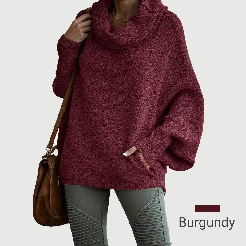 R&B | Gemütlicher Batwing-Pullover mit Wasserfallausschnitt und Taschen