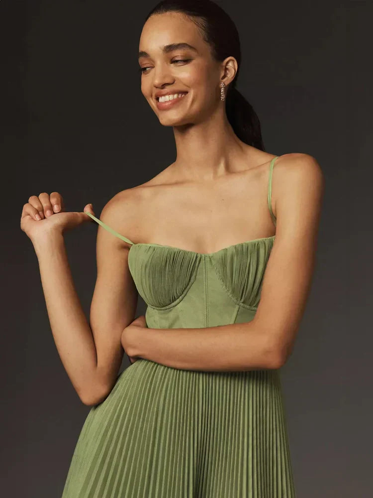 R&B | Falten Korsett Midi-Kleid für Damen