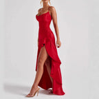 R&B | Rückenauschnitt Rüschen Unregelmäßiges Kleid