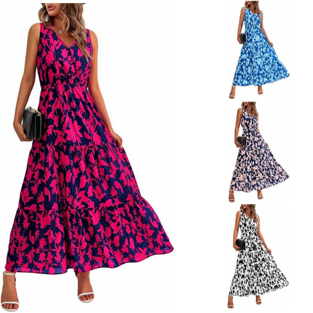 R&B | Kleid mit V-Ausschnitt und elastischer Taille