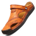 Herren Komfortable Open-Toe Ledersandalen mit verstellbarem Riemen R&B