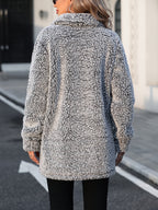 R&B | Lange Teddyjacke mit Knöpfen Polyester Komfortabel und Warm