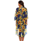 Damen luftiger Strandkimono mit floralen Mustern R&B