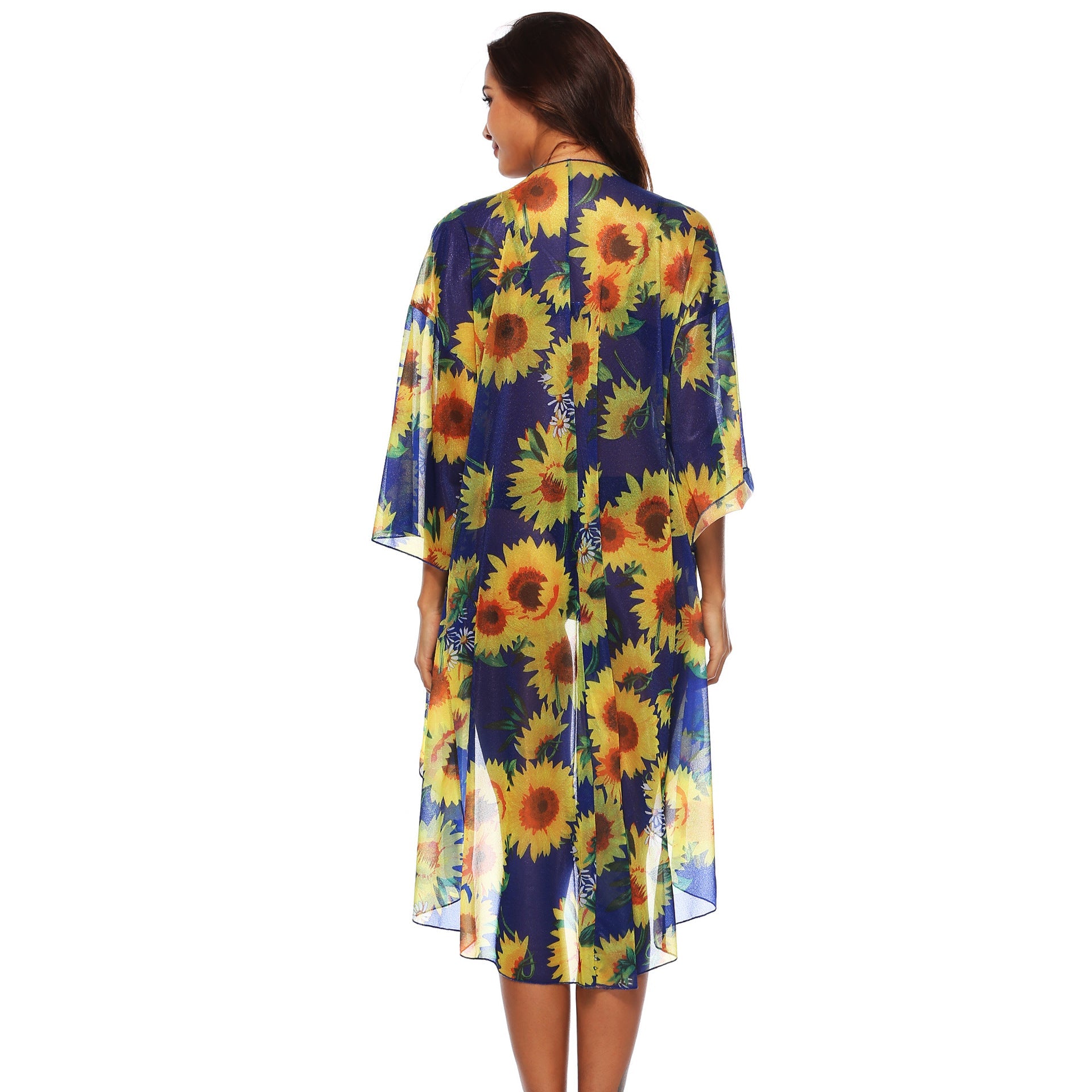 Damen luftiger Strandkimono mit floralen Mustern R&B