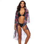 Damen luftiger Strandkimono mit floralem Design R&B