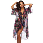 Damen luftiger Strandkimono mit floralem Design R&B