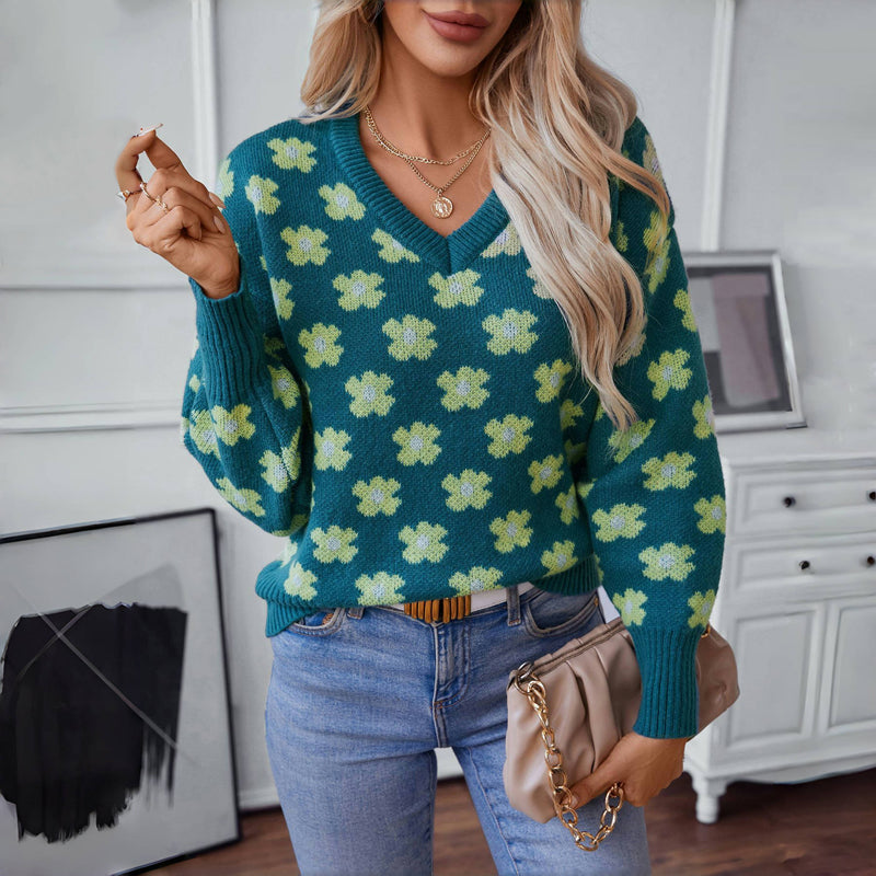 R&B | Strickpullover mit Blumenmuster
