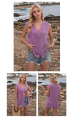R&B | V-Ausschnitt Knopf ärmellose Weste Strickpullover