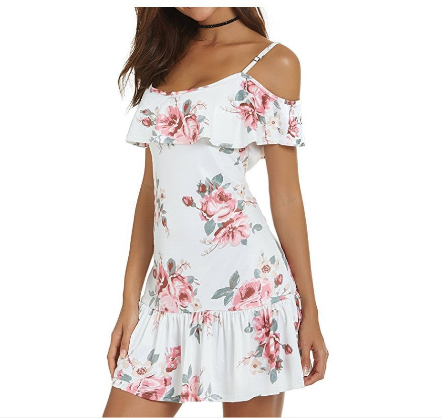 Damen Sommerkleid mit Rüschen und Blumenmuster R&B