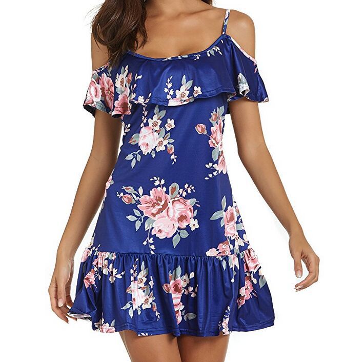 Damen Sommerkleid mit Rüschen und Blumenmuster R&B