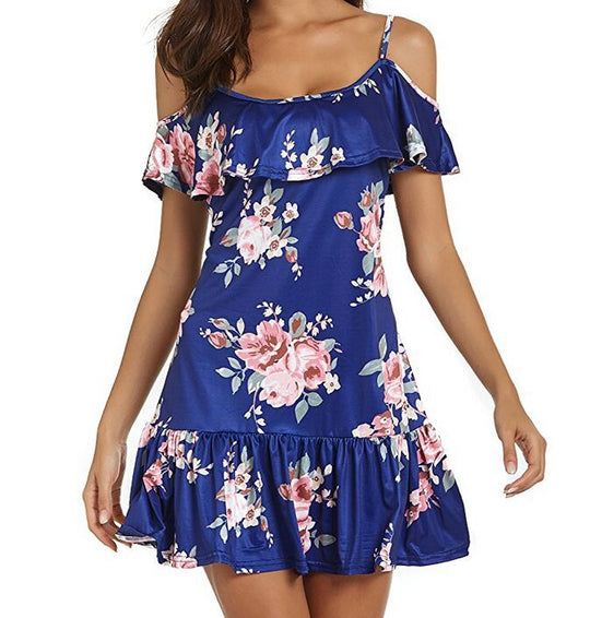 Damen Sommerkleid mit Rüschen und Blumenmuster R&B