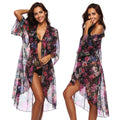 Damen luftiger Strandkimono mit floralem Design R&B