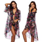 Damen luftiger Strandkimono mit floralem Design R&B