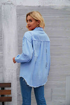 R&B | Zerrissene Rohsaum-Denimjacke