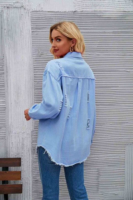 R&B | Zerrissene Rohsaum-Denimjacke