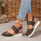 R&B | Damen Sandalen Auf Plattform: Rutschfest, Geschlossene Zehe, Elastischer Riemen
