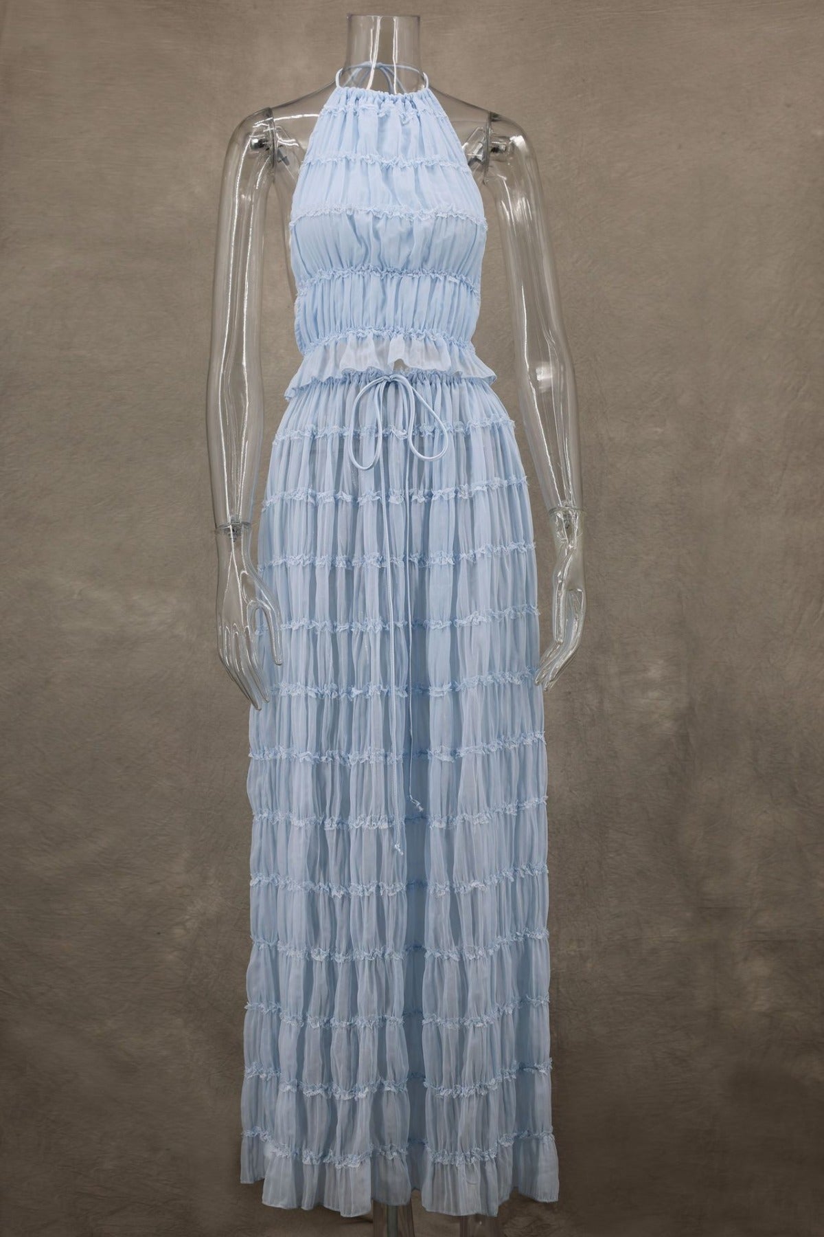 R&B | Neckholder Spitzenweste langes Kleid Set