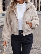 R&B | Fleecejacke Beige - Kuschelige Kurzjacke
