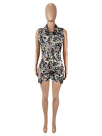 R&B | Strampler mit V-Ausschnitt und Camouflage-Print
