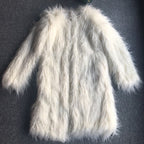 Damen Fluffiger Langmantel mit rauem Fell R&B